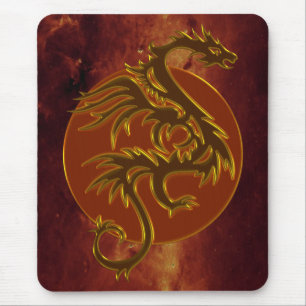 Golden Dragon Sun universe of fire Mouse Pad