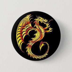 Golden Dragon Symbol 2 Inch Round Button