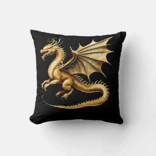 Golden Dragon Throw Pillow