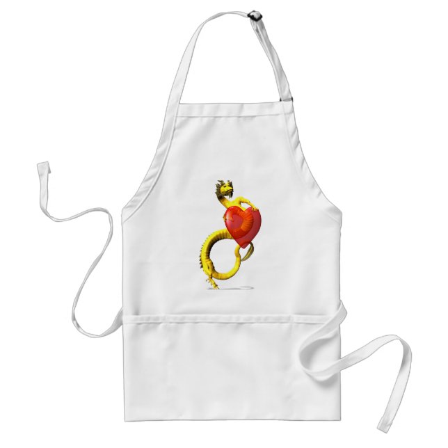 Golden Dragon With Big Red Heart Standard Apron (Front)