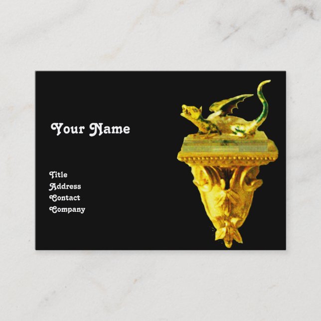 GOLDEN DRAGON ,yellow black green Business Card (Front)