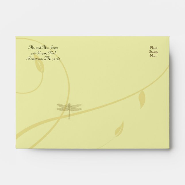 Golden Dragonfly Flourish Envelope (Front)