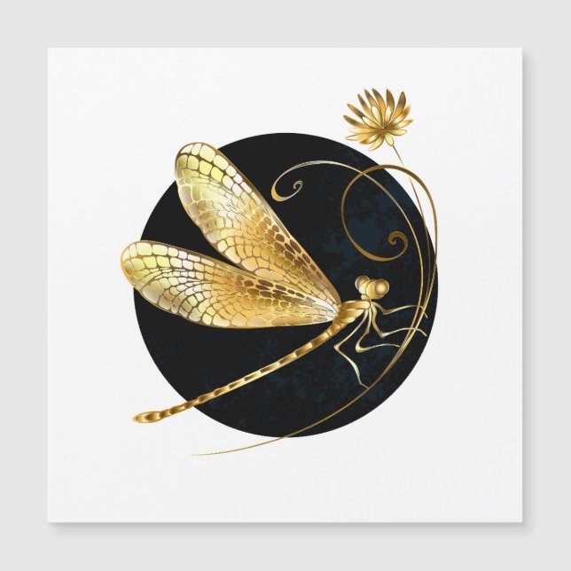 Golden dragonfly in black circle (Front)