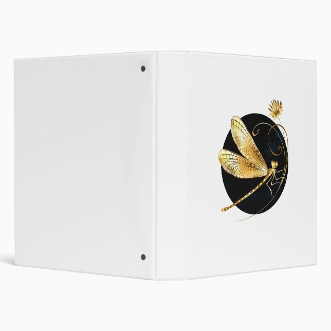 Golden dragonfly in black circle binder (Background)