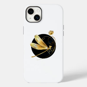 Golden dragonfly in black circle Case-Mate iPhone 14 plus case
