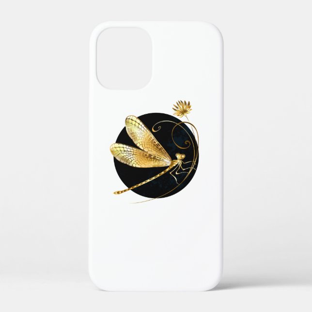 Golden dragonfly in black circle Case-Mate iPhone case (Back)