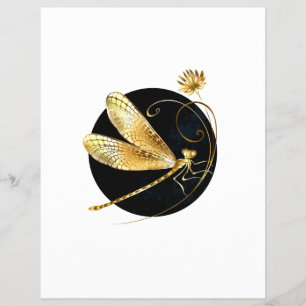 Golden dragonfly in black circle flyer