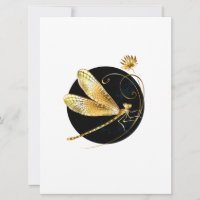 Golden dragonfly in black circle