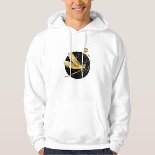 Golden dragonfly in black circle hoodie