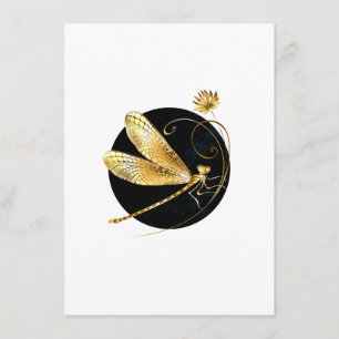 Golden dragonfly in black circle menu