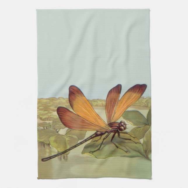 Golden Dragonfly Kitchen Towel (Vertical)
