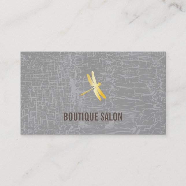 Golden Dragonfly / Marbled Grey Business Card (Front)