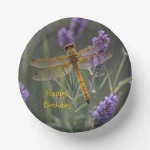 Golden Dragonfly Paper Plate