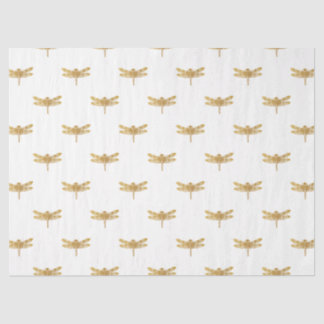 Golden Dragonfly Repeat Gold Metallic Foil Tissue Paper