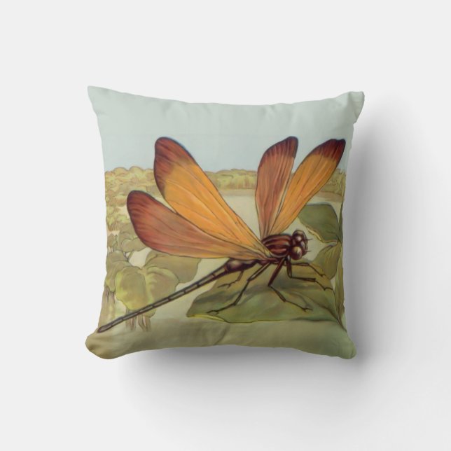 Golden Dragonfly Throw Pillow (Front)