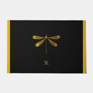 Golden Dragonfly with Custom Text Doormat