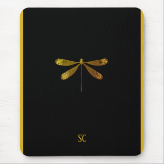 Golden Dragonfly with Custom Text Mouse Pad