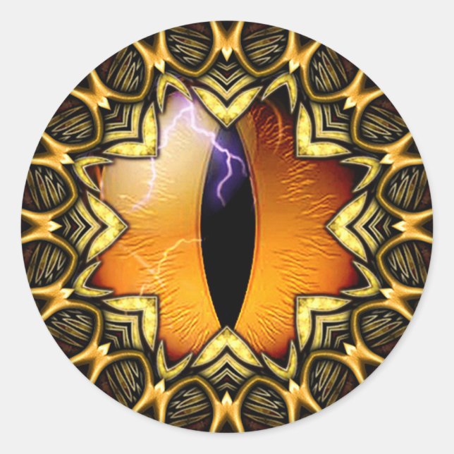 Golden Dragon's Eye Classic Round Sticker (Front)