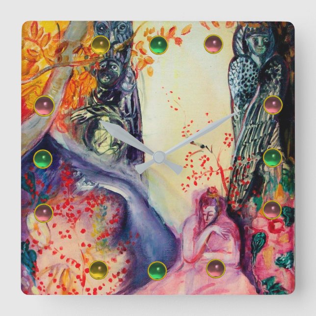 GOLDEN DREAM / Yoga Meditation Zen Garden Square Wall Clock (Front)