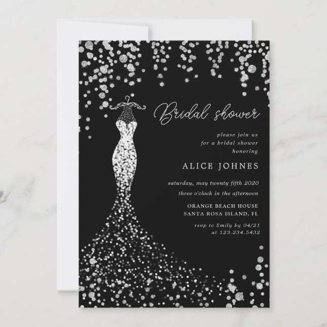 golden dress bridal shower invitation (Front)