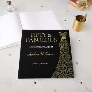 Golden Dress Fifty & Fabulous 50th Birthday Party Guest Book