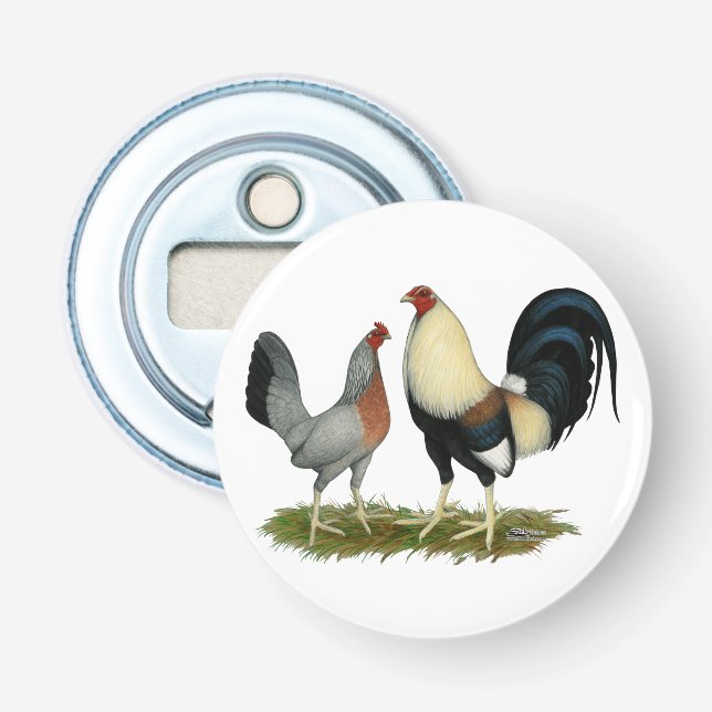 Golden Duckwing Chickens Bottle Opener (Front)