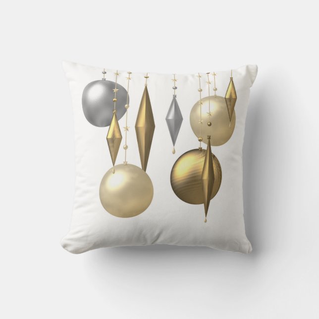 golden dull christmas ball on white background throw pillow (Front)
