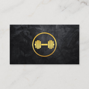 Golden Dumbbell Weight Logo Business Card
