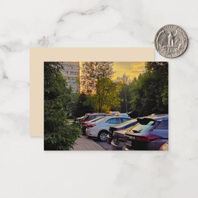 Golden Dusk Urban Flat Note Card – Customizable (Front/Back In Situ)