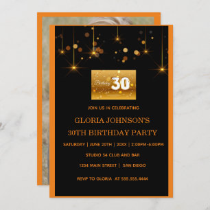 Golden dust elements Photo 30th birthday  Invitation