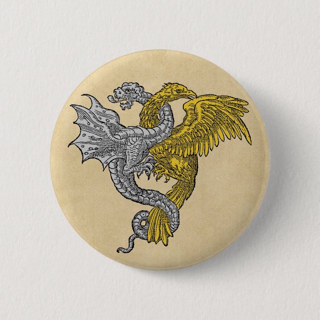 Golden Eagle and Silver Dragon 2 Inch Round Button (Front)