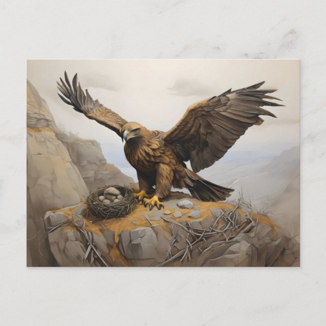 golden eagle at nest postcard (Front)