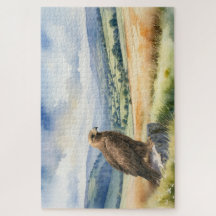 Golden Eagle Bird of Prey Watercolor Landscape