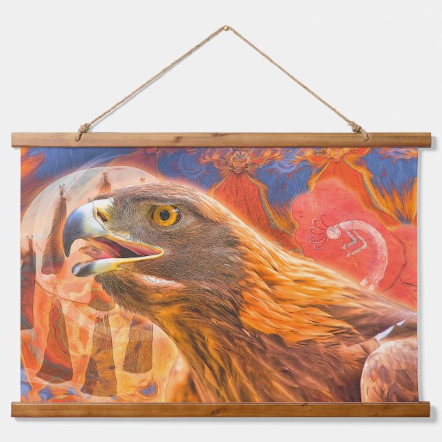 GOLDEN EAGLE Calling all Kachina's Hanging Tapestry (Front)