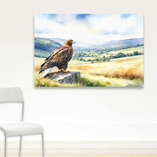 Golden Eagle Country Landscape Watercolor Style  Canvas Print
