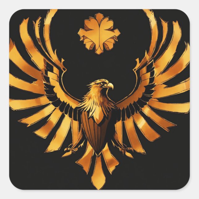 "Golden Eagle Elegance: Square Sticker Edition" (Front)