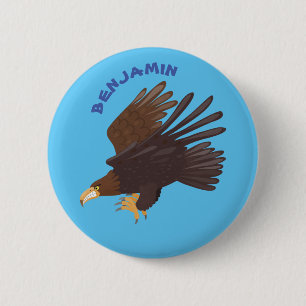 Golden eagle funny cartoon illustration 2 inch round button