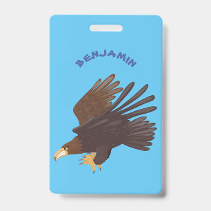 Golden eagle funny cartoon illustration badge