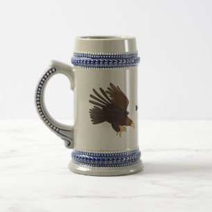 Golden eagle funny cartoon illustration beer stein