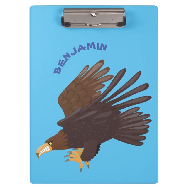Golden eagle funny cartoon illustration clipboard (Front)