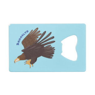 Golden eagle funny cartoon illustration credit card bottle opener