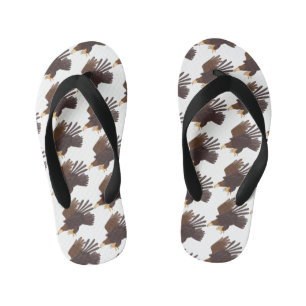 Golden eagle funny cartoon illustration kid's flip flops