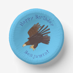 Golden eagle funny cartoon illustration paper plate