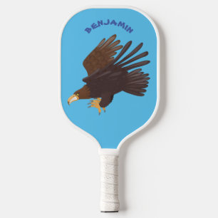 Golden eagle funny cartoon illustration pickleball paddle