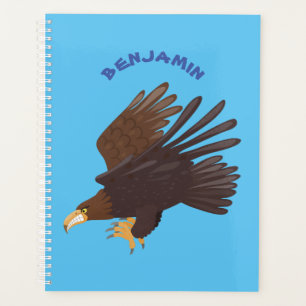Golden eagle funny cartoon illustration planner