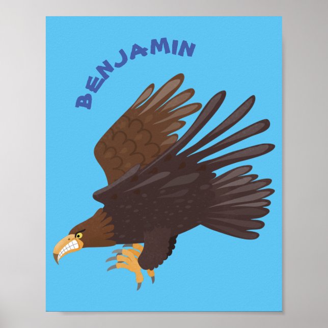 Golden eagle funny cartoon illustration poster (Front)
