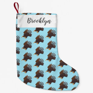 Golden eagle funny cartoon illustration small christmas stocking