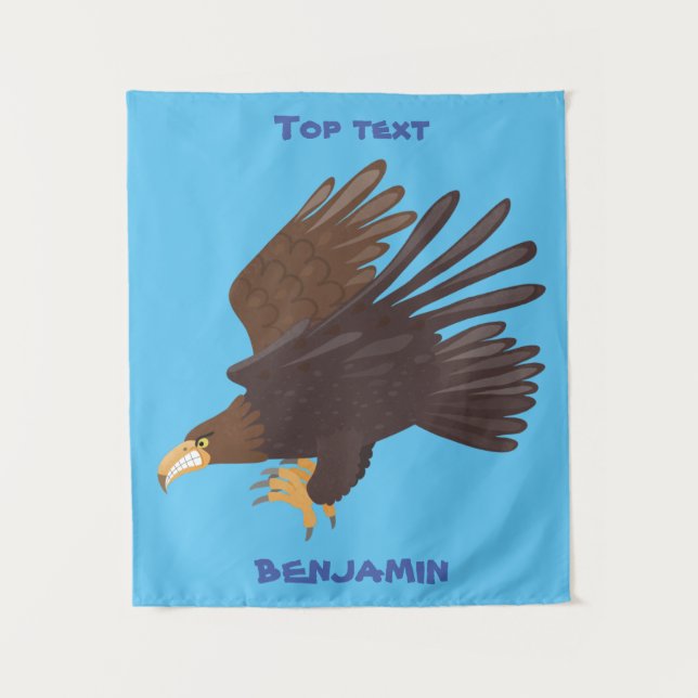 Golden eagle funny cartoon illustration  tapestry (Front)