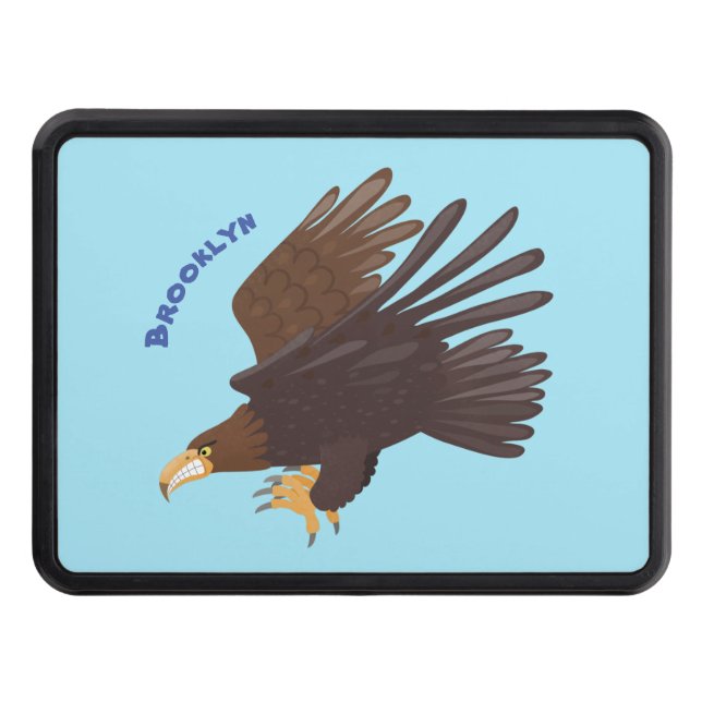 Golden eagle funny cartoon illustration trailer hitch cover (Front)