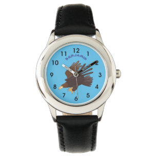 Golden eagle funny cartoon illustration  watch